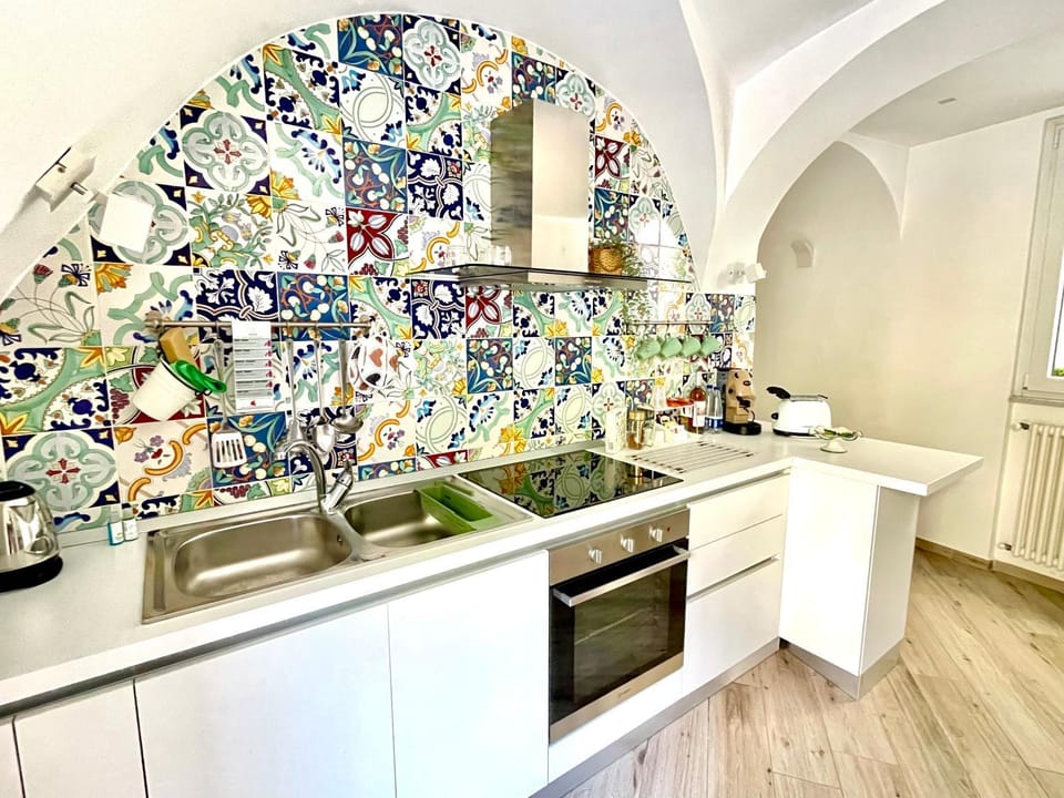 Kitchen or kitchenette, stove