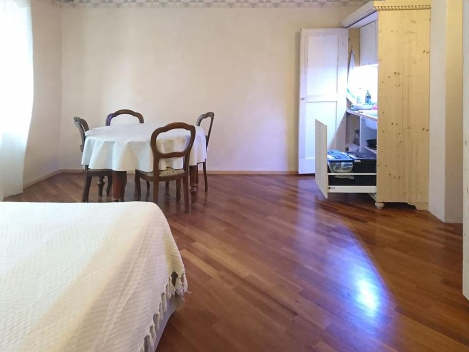 Kitchen or kitchenette, Living room, Seating area, Dining area, Bedroom