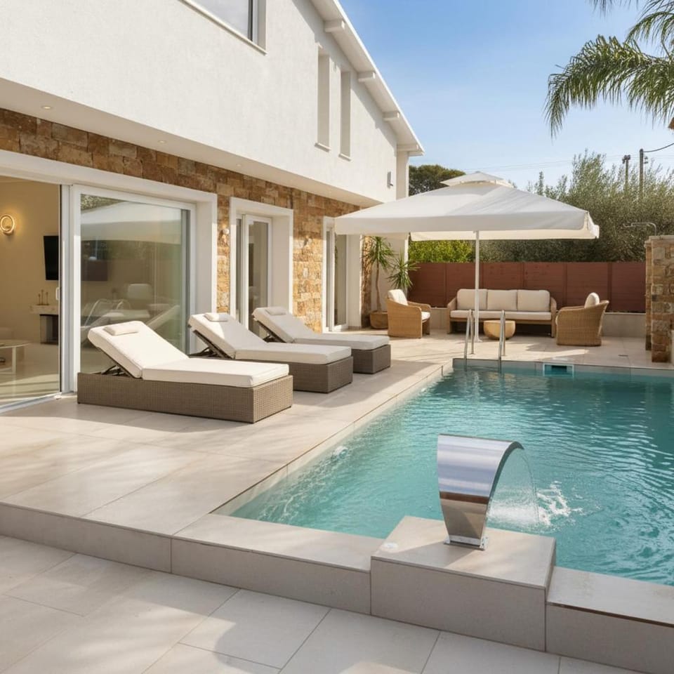 Pool view, Swimming pool, sunbed