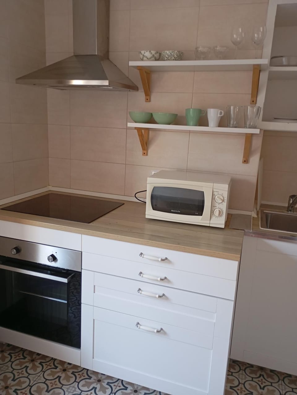 Kitchen or kitchenette, stove