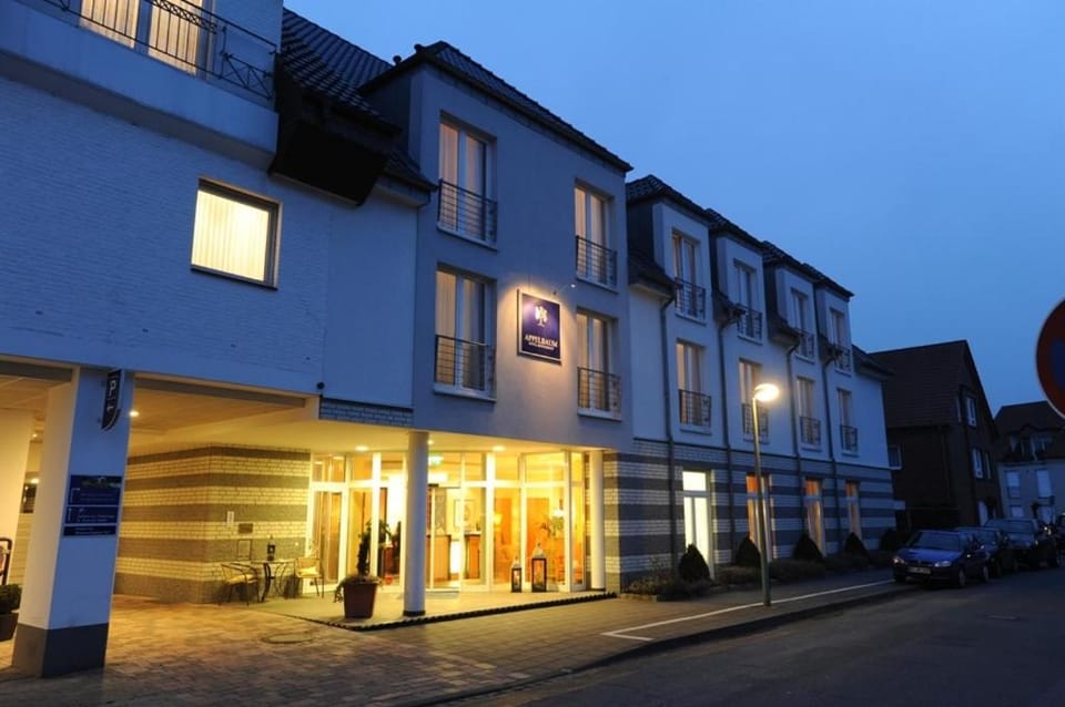 Property building, Facade/entrance, Night, Parking