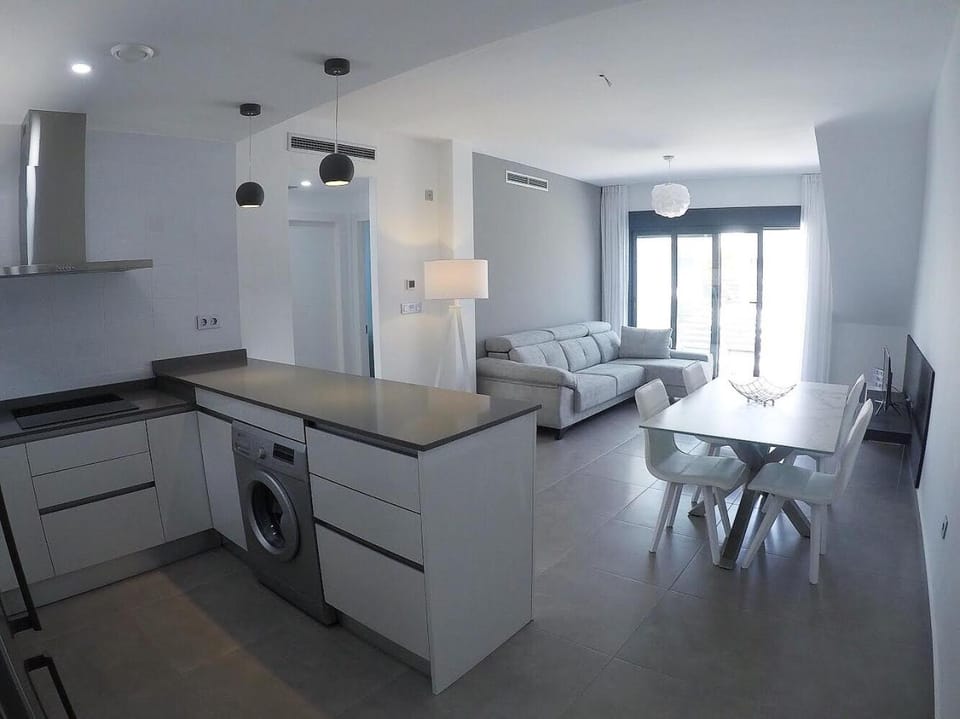 Kitchen or kitchenette, Living room, Dining area