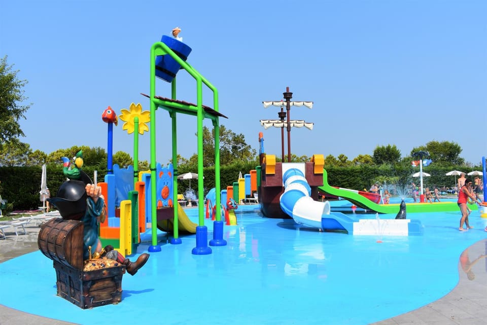 Children play ground, Aqua park, Pool view, Swimming pool, sunbed