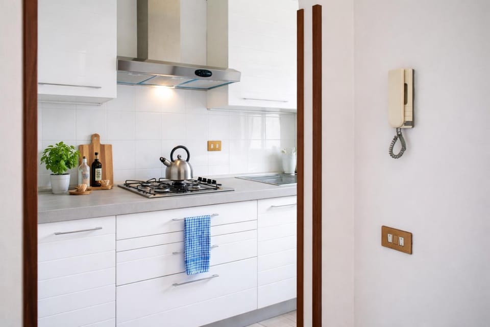 Kitchen or kitchenette, stove