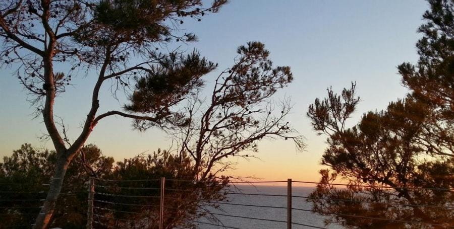Property building, Natural landscape, Sea view, Sunset