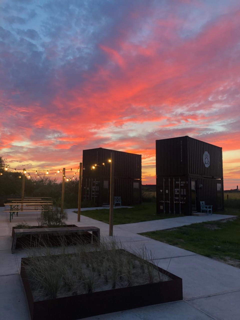 Property building, Garden, Sunset