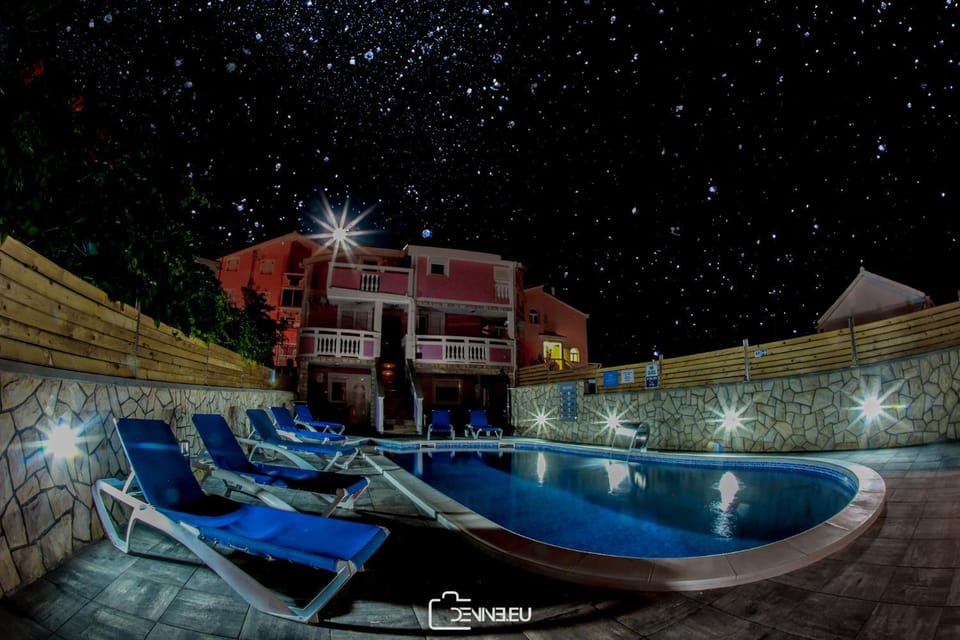 Night, Summer, Swimming pool