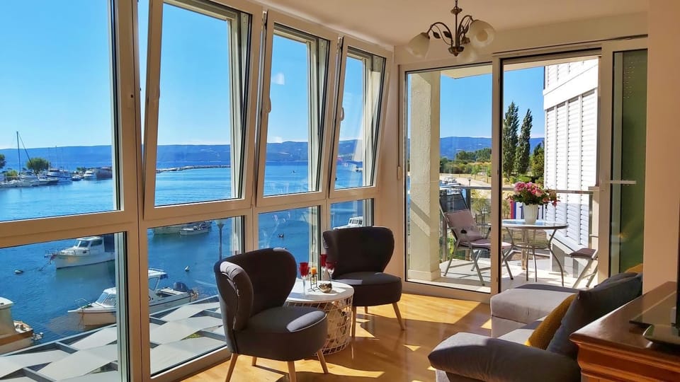 Living room, Seating area, Sea view