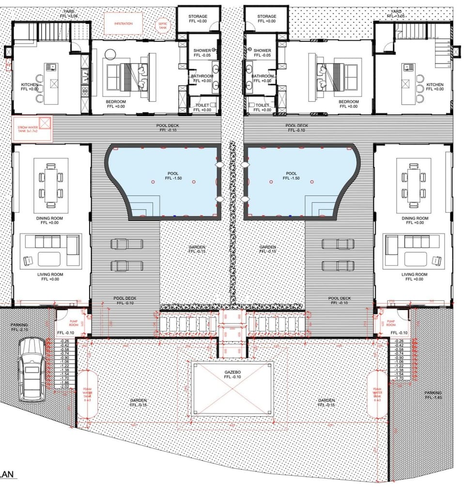 Property building, Floor plan, Swimming pool