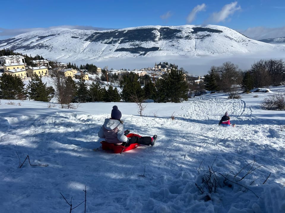 People, Natural landscape, Winter, Skiing, Mountain view