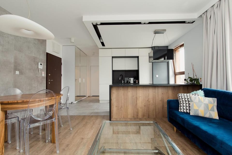 Kitchen or kitchenette, Living room, Seating area, Dining area