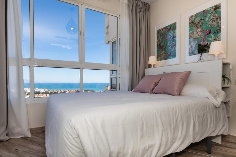 Bed, Sea view