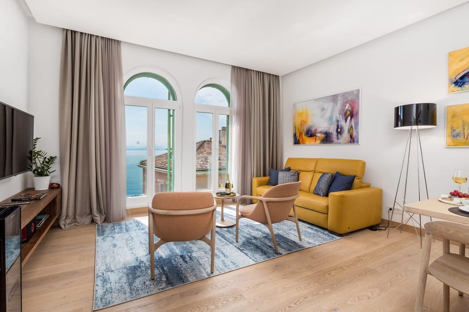 Living room, Seating area, Sea view