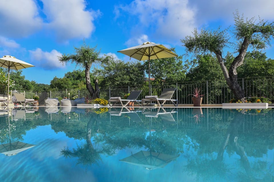 Swimming pool, sunbed