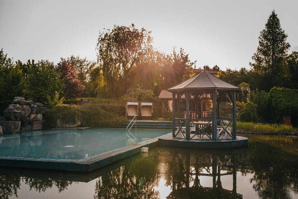 Pool view, Swimming pool, Sunset