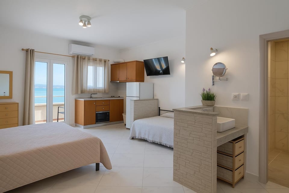 Bed, TV and multimedia, Kitchen or kitchenette, Photo of the whole room, oven