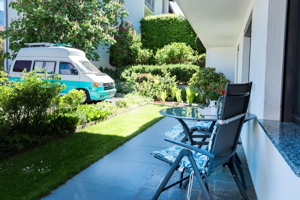 Garden, Seating area, Parking