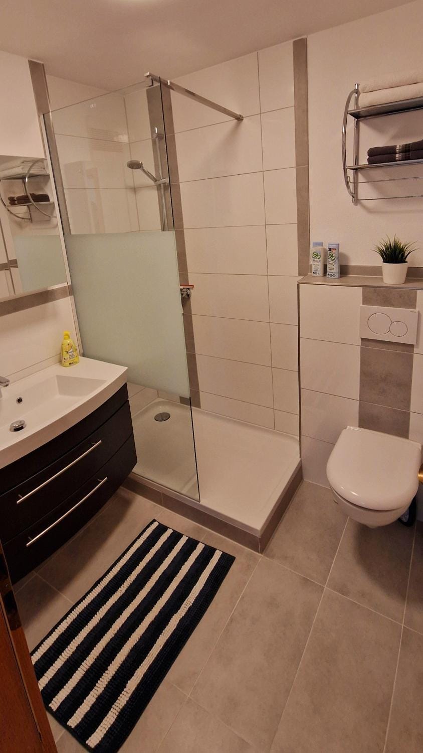 Shower, Toilet, Bathroom, towels