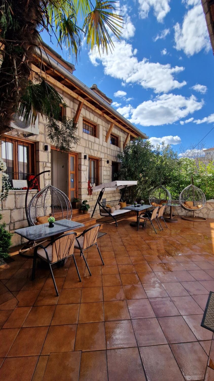 Property building, Patio, Day, Garden, View (from property/room), Seating area, sunbed