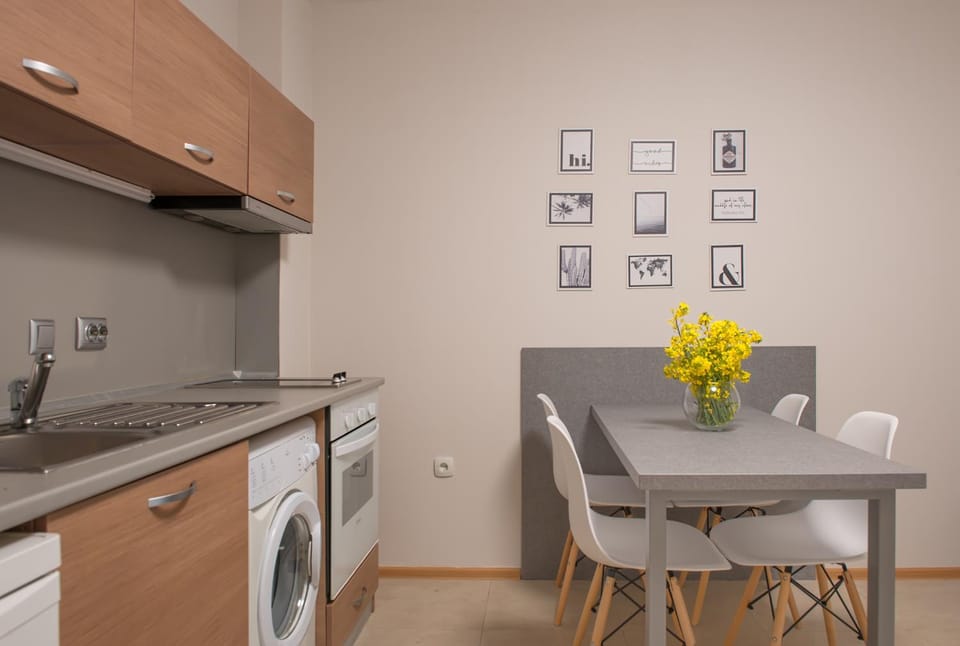Kitchen or kitchenette, Dining area, washing machine