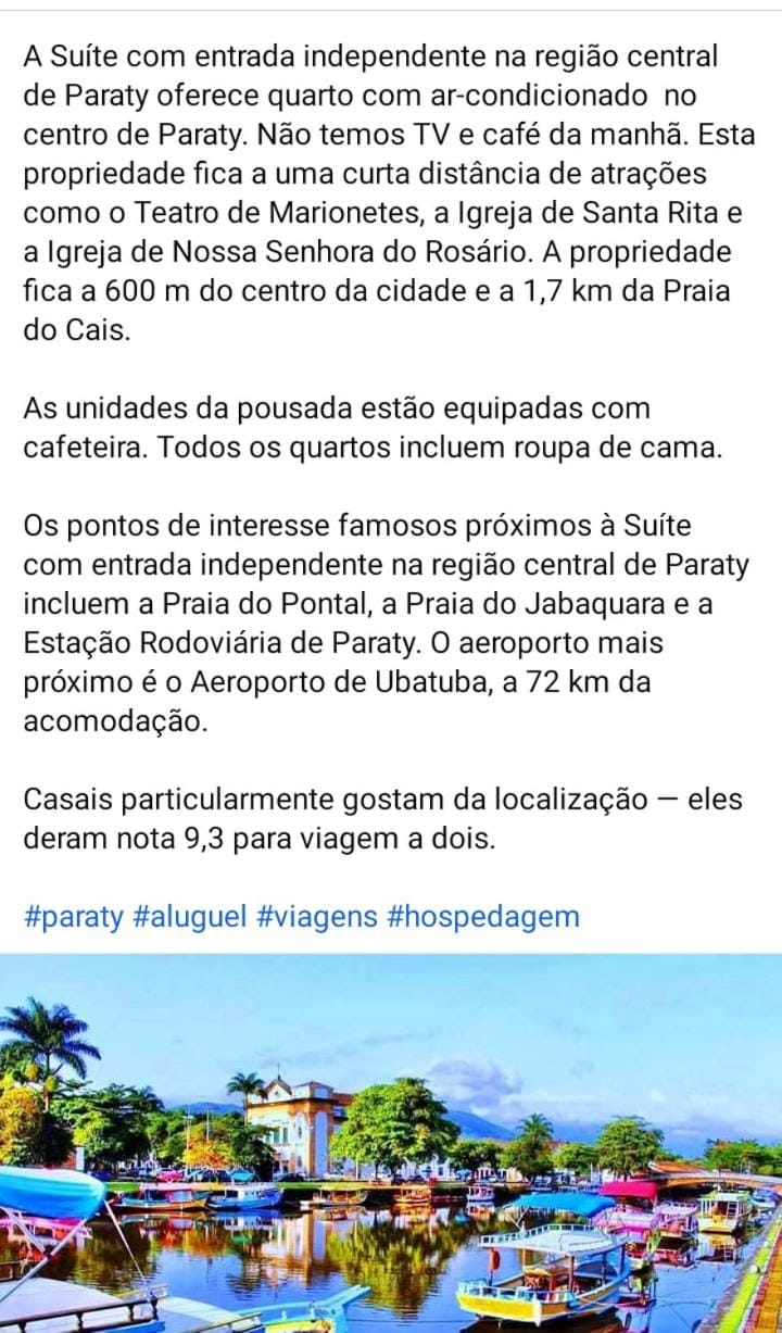 Suíte simples com entrada independente na região central de Paraty Bed and Breakfast in Paraty