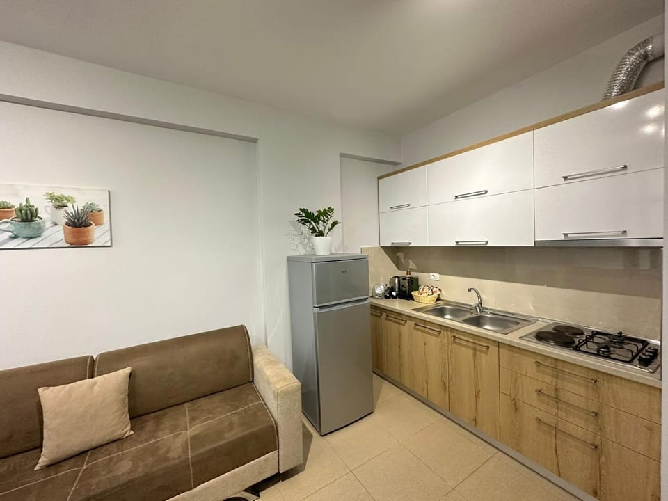 Kitchen or kitchenette, stove