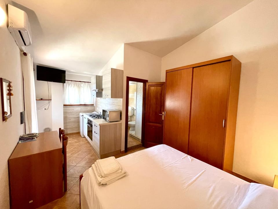 Bed, TV and multimedia, Kitchen or kitchenette, Photo of the whole room, Bedroom, minibar, wardrobe