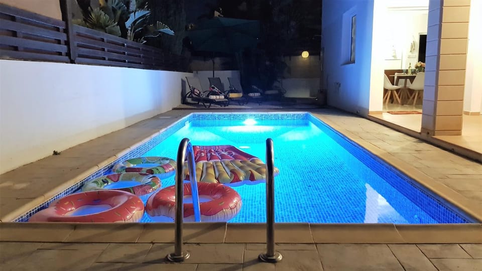 Night, Pool view, Swimming pool