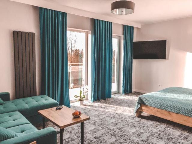 Bed, TV and multimedia, Living room, Photo of the whole room, Seating area, Bedroom