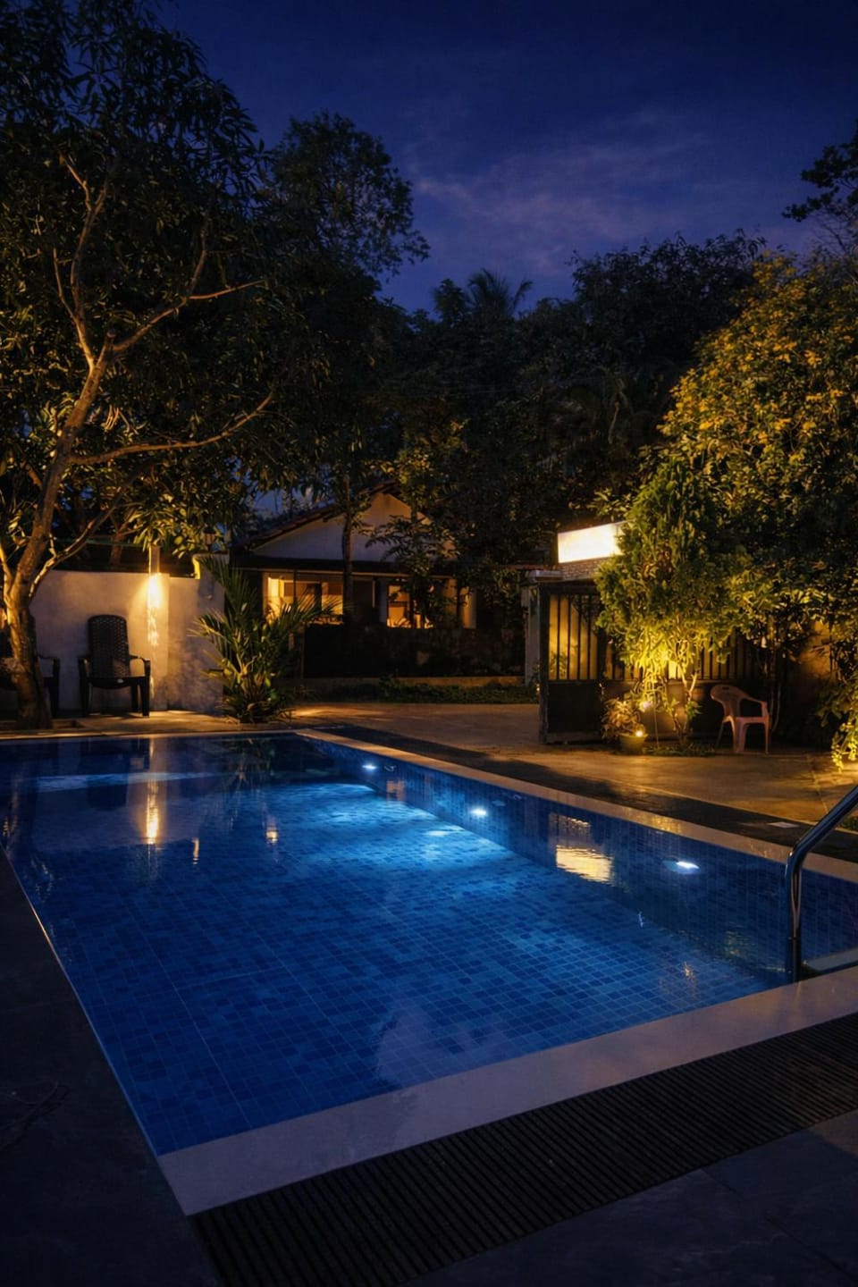 Night, Pool view, Swimming pool