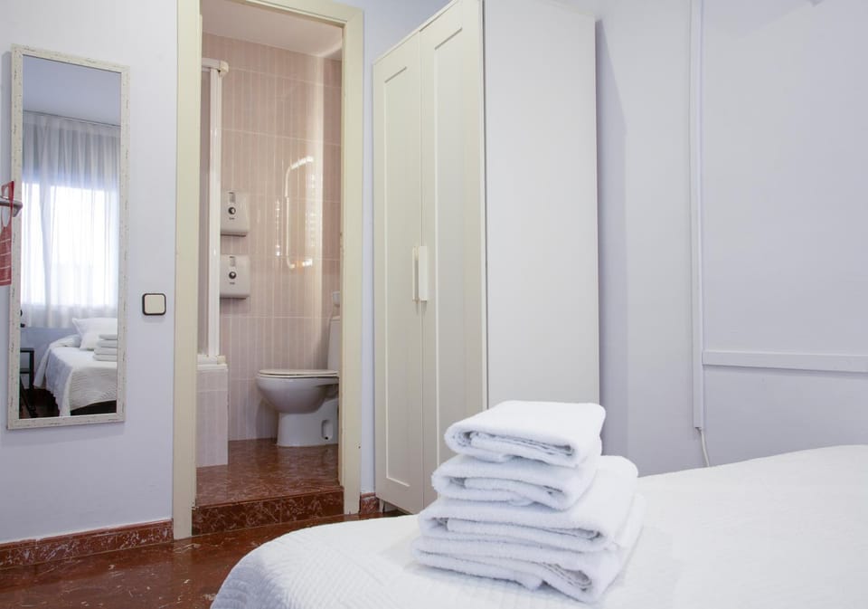 Toilet, Bed, Bathroom, Photo of the whole room, Bedroom, towels