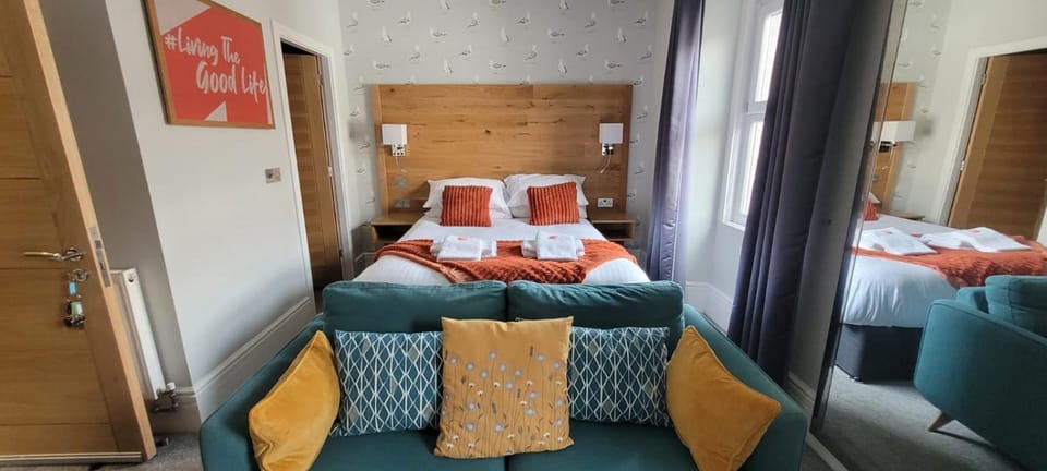 Bed, Bathroom, Seating area, Bedroom