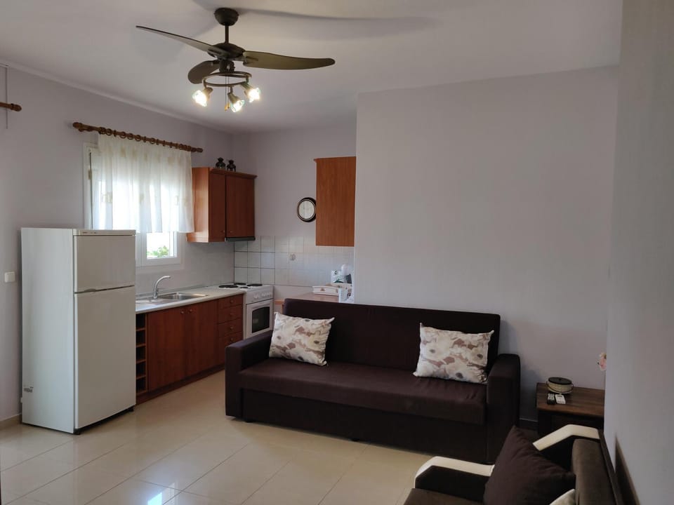 Kitchen or kitchenette, Living room, Seating area, Dining area