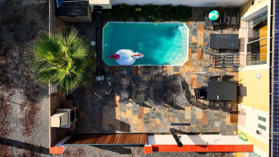 Patio, Day, Natural landscape, Summer, Pool view, Swimming pool, sunbed