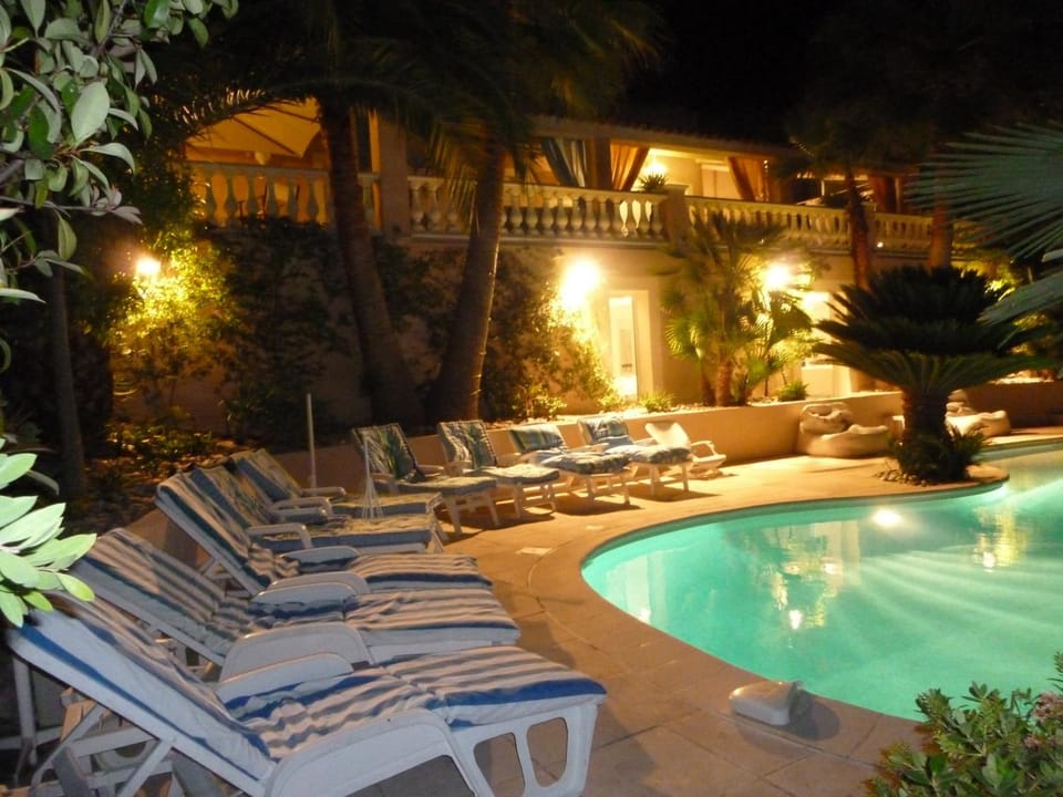 Night, Pool view, Swimming pool
