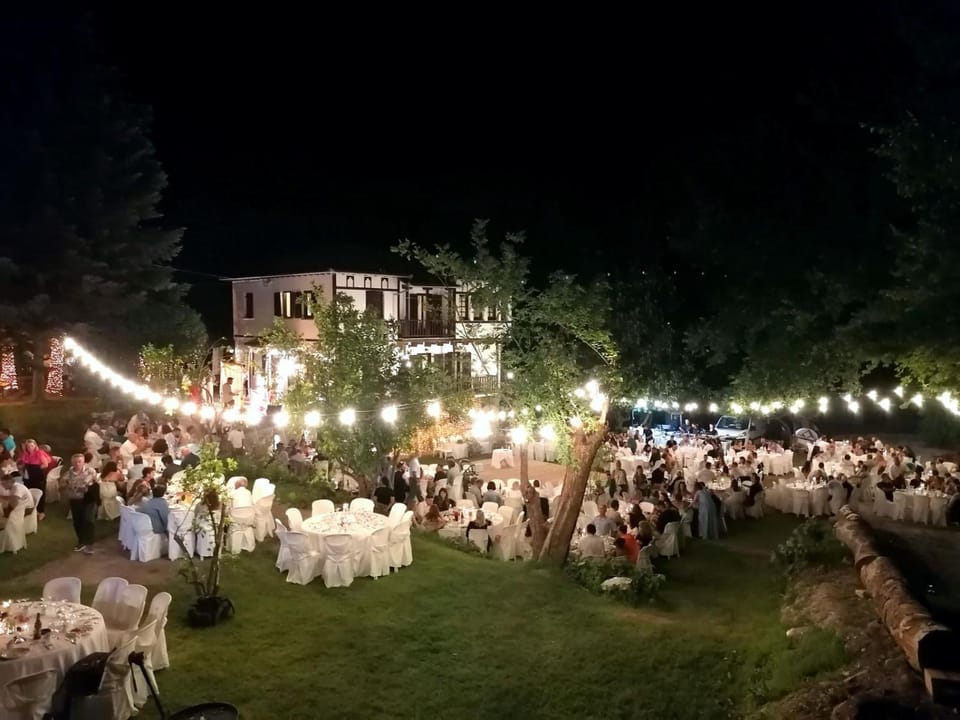 Night, People, Garden, Garden view, group of guests, wedding