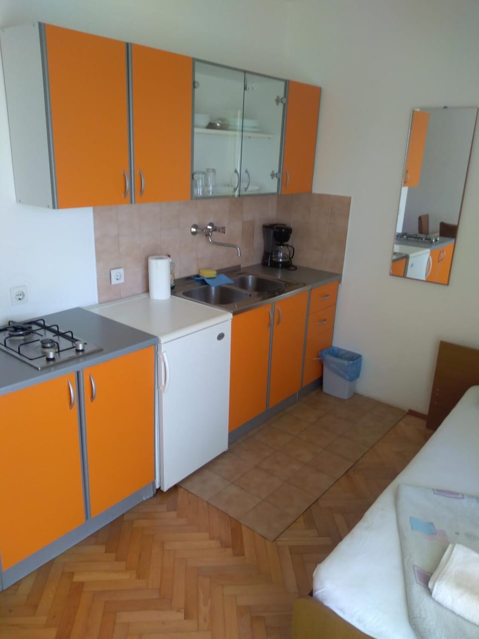 Kitchen or kitchenette, stove