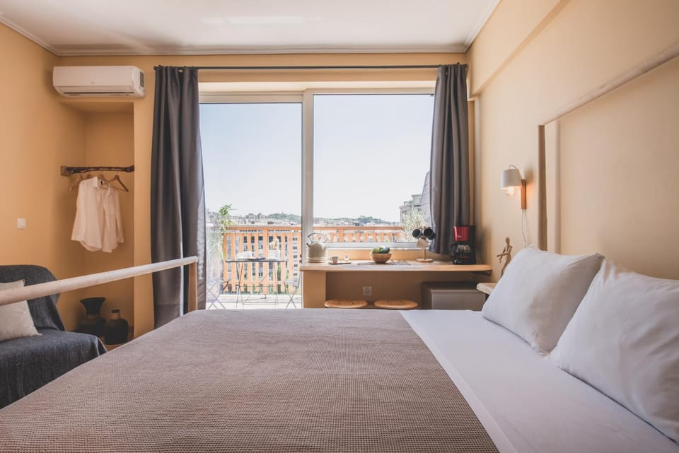 Bed, Bedroom, City view