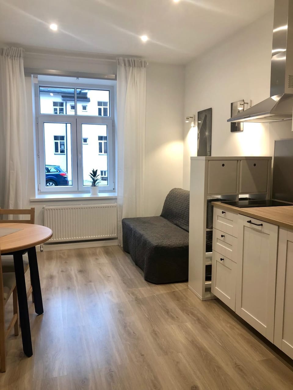 Kitchen or kitchenette, Living room, Dining area