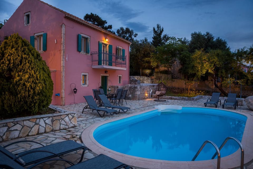 Property building, Swimming pool, Sunset