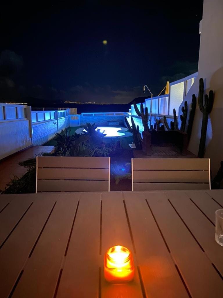 Night, Pool view, Swimming pool