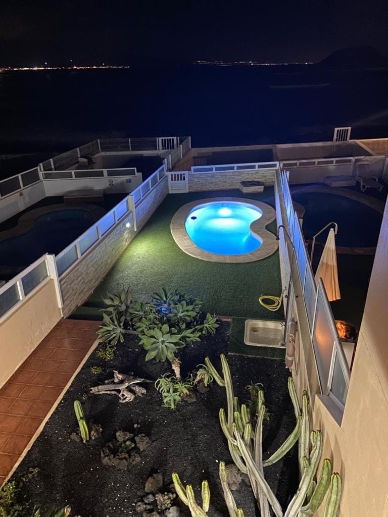 Night, Pool view, Swimming pool