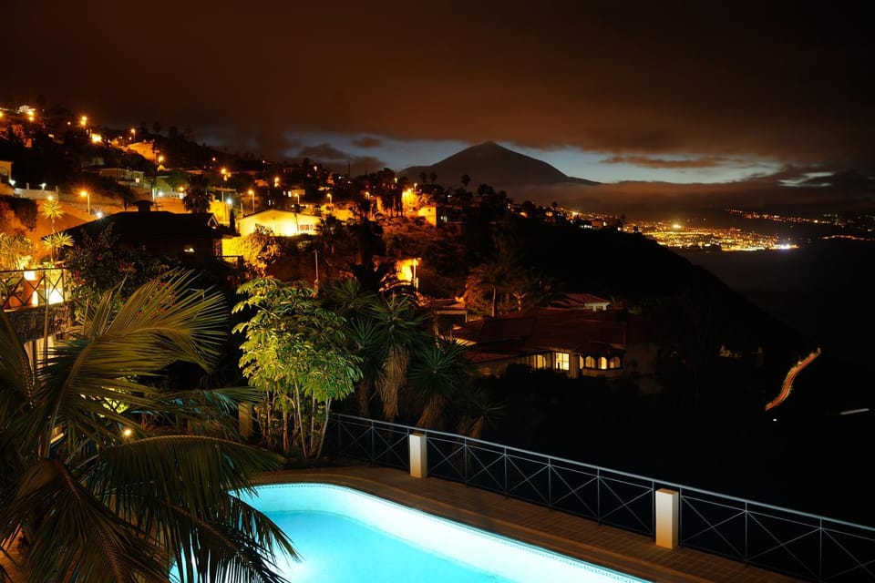 Nearby landmark, Night, Natural landscape, Mountain view, Pool view, Swimming pool