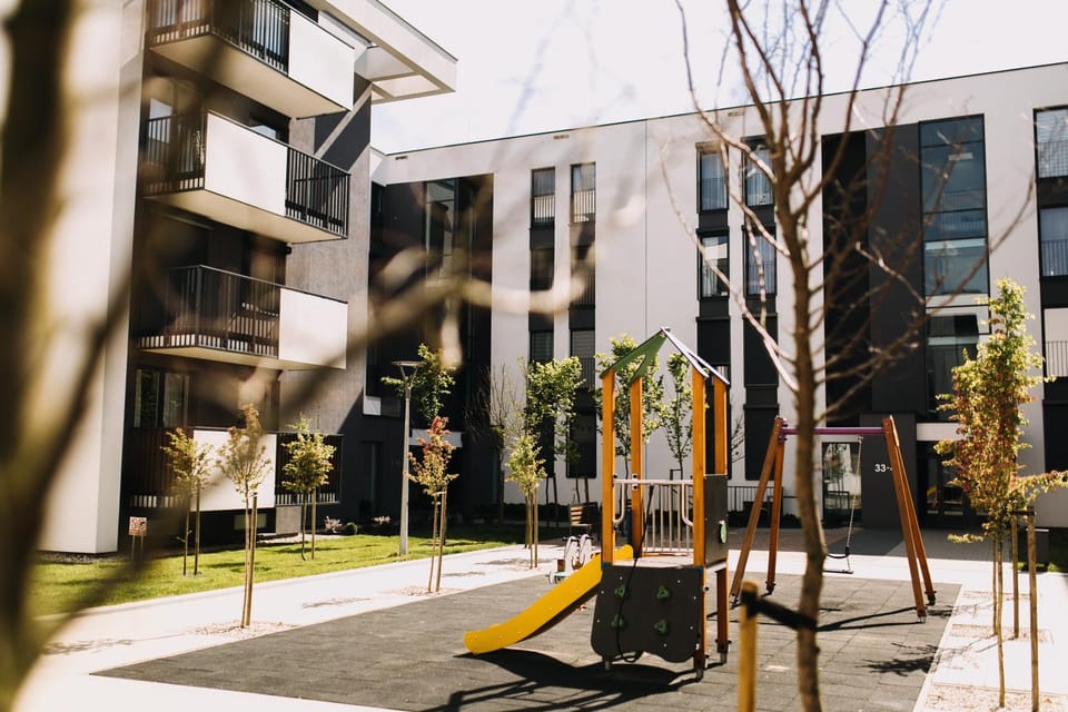 Property building, Facade/entrance, Children play ground
