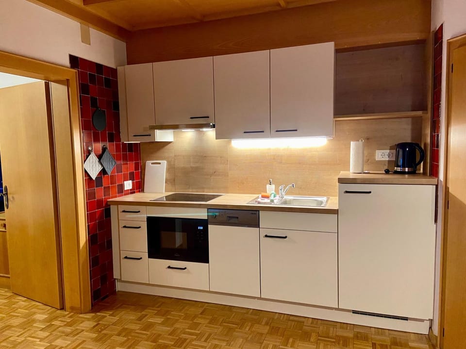 Kitchen or kitchenette, dishwasher, stove