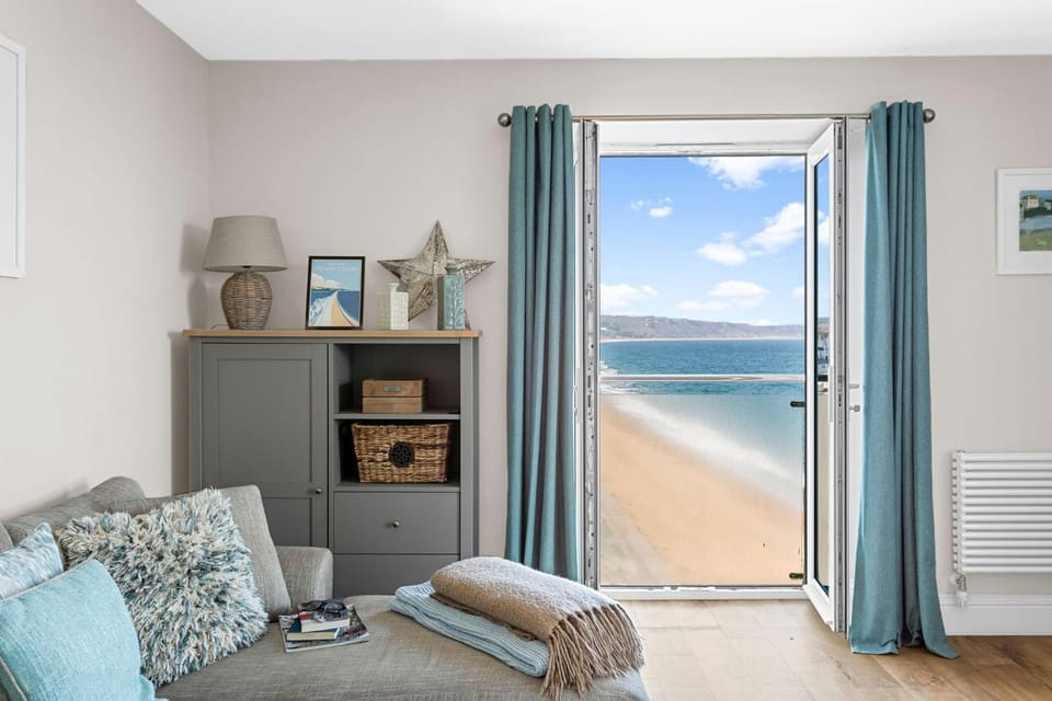 Living room, Seating area, Beach, Sea view