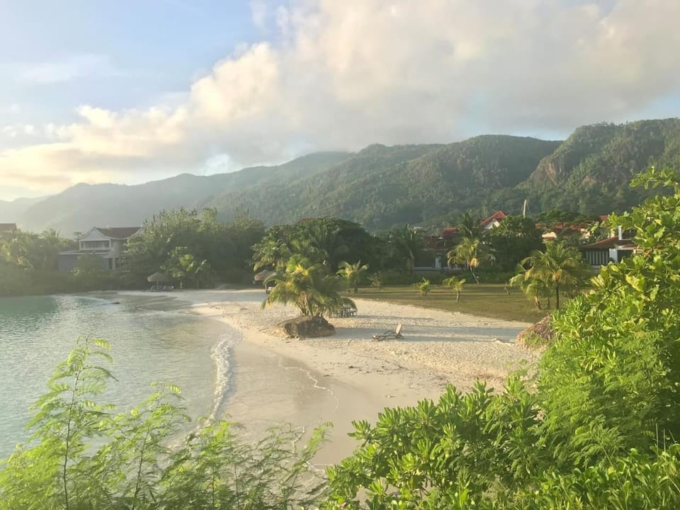 Natural landscape, Beach, Mountain view