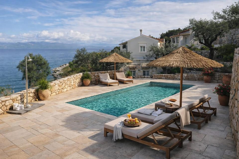 Pool view, Sea view, Swimming pool, sunbed