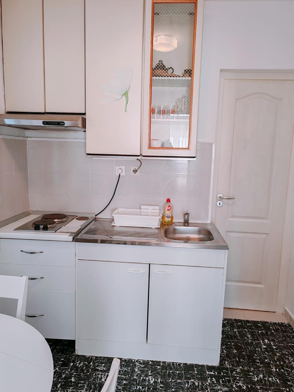 Kitchen or kitchenette, stove