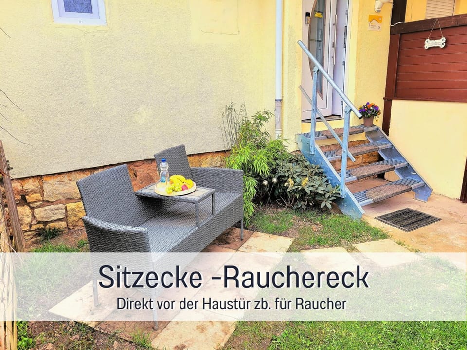 Facade/entrance, Day, Garden, Seating area, Text overlay, Garden view